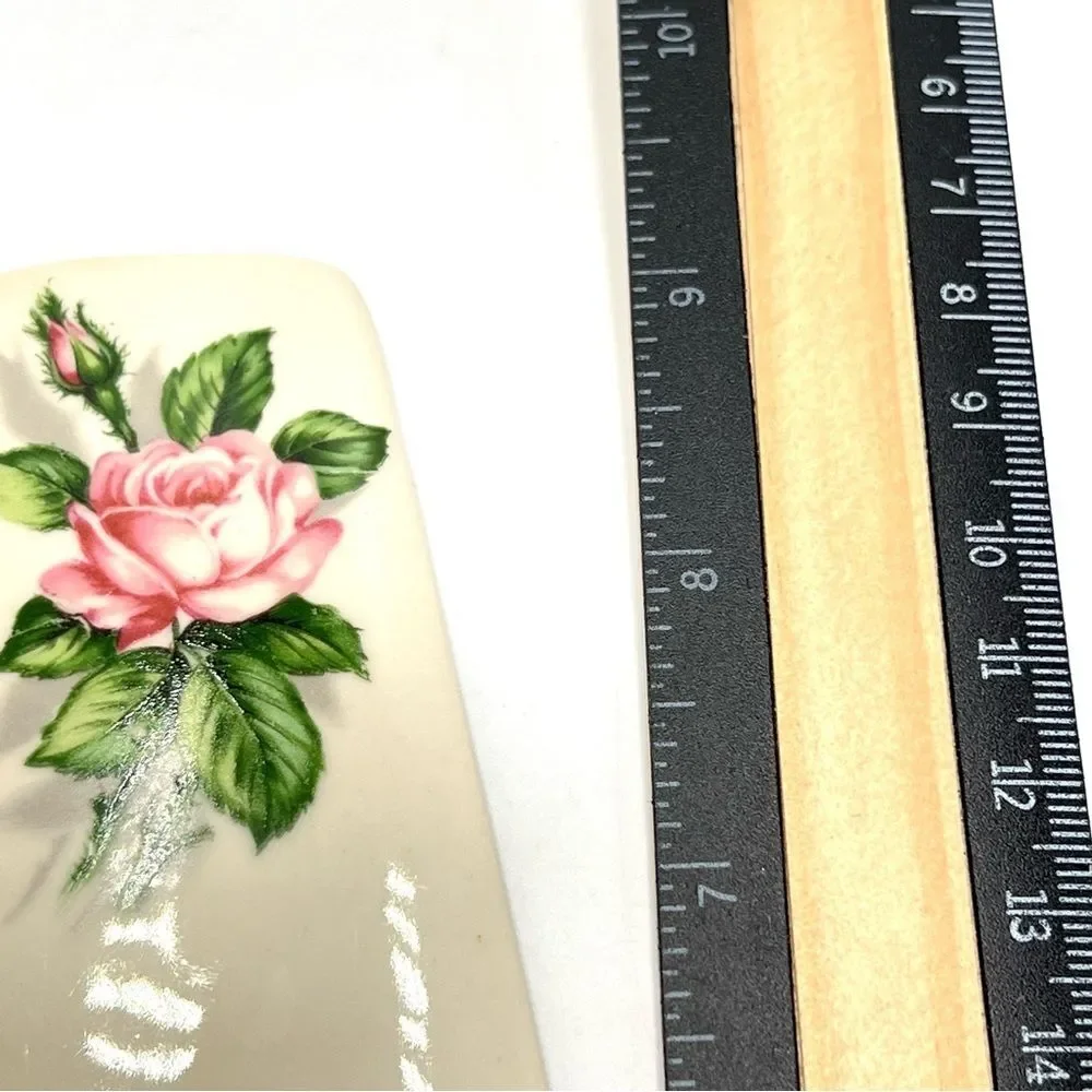 Vintage 22K Gold Trim Georgian China‎ USA Ceramic Cake / Pie Server Floral Rose